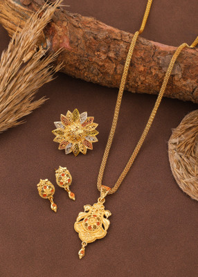 Makezak Brass Gold-plated Multicolor Jewellery Set(Pack of 1)