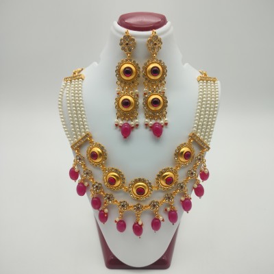 smtsha Alloy Gold-plated Pink Jewellery Set(Pack of 3)