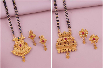 bhanu diam Alloy Gold-plated Gold Jewellery Set(Pack of 1)