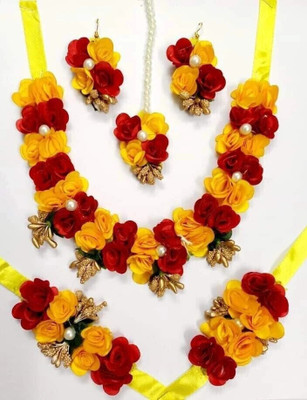 Ruhi Fabric Yellow, Red, White, Gold Jewellery Set(Pack of 1)