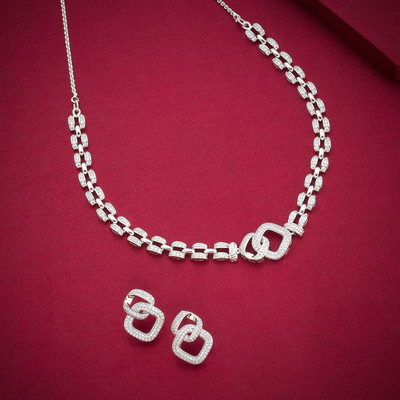 Kushal's Fashion Jewellery Copper Gold-plated White Jewellery Set(Pack of 3)