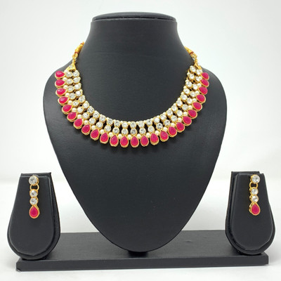 MOON ENTERPRISE Alloy Gold-plated Red Jewellery Set(Pack of 1)