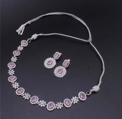 Uniquedezines Copper Silver Pink Jewellery Set(Pack of 3)