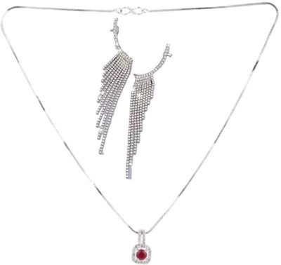 SRK Fashions Alloy Maroon, Silver Jewellery Set(Pack of 1)