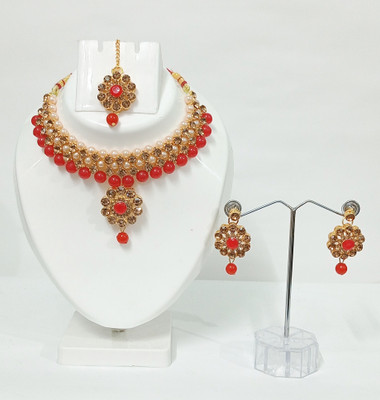 AMHRIK IMITATION Alloy Red Jewellery Set(Pack of 1)