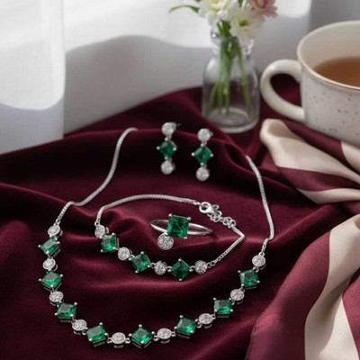 Elvyra Jewels Alloy Green Jewellery Set(Pack of 1)