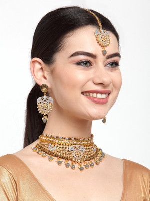 Anika's Creation Alloy Gold-plated Grey Jewellery Set(Pack of 1)