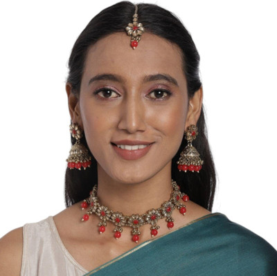 ANOUK Brass Gold-plated Red Jewellery Set(Pack of 1)