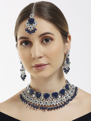 VATSALYA creation Alloy Gold-plated Blue Jewellery Set(Pack of 1)