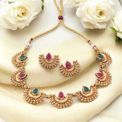 PSM Brass, Copper Gold-plated Red, Multicolor, Silver Jewellery Set(Pack of 1)