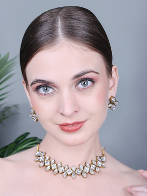 JN Handicraft Alloy Gold, White Jewellery Set(Pack of 1)