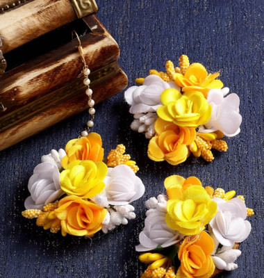 prime shopy Fabric White, Yellow Jewellery Set(Pack of 1)