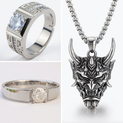 KURMASHOP Stainless Steel Sterling Silver Silver, Black, White Jewellery Set(Pack of 3)