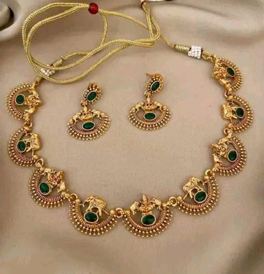 FALLALERY Alloy Gold-plated Green Jewellery Set(Pack of 2)