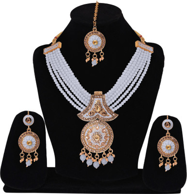 Darsha Collections Alloy Gold-plated White Jewellery Set(Pack of 1)