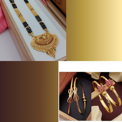 Parisal Brass Gold-plated Red, Maroon, Silver Jewellery Set(Pack of 3)