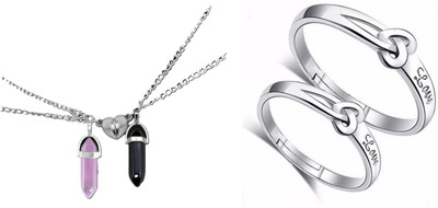 ruby collection Alloy Pink, Black, Silver Jewellery Set(Pack of 2)