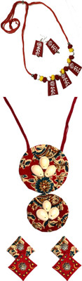 HOUSE OFF COMMON Oxidised Silver Red, Multicolor Jewellery Set(Pack of 2)