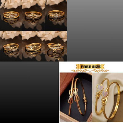 Parisal Brass Gold-plated Black, Maroon Jewellery Set(Pack of 8)