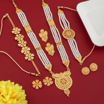 PARTICIAO Alloy Gold-plated Gold Jewellery Set(Pack of 3)