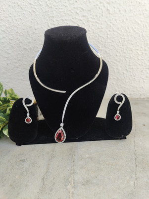 The Riva collection Alloy Silver Pink Jewellery Set(Pack of 2)