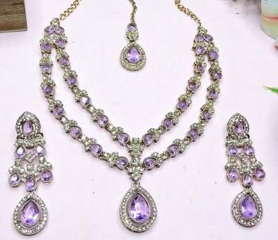 VATSALYA creation Alloy Gold-plated Purple Jewellery Set(Pack of 1)