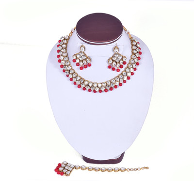 VIPY HANGER Alloy Gold-plated Pink Jewellery Set(Pack of 1)