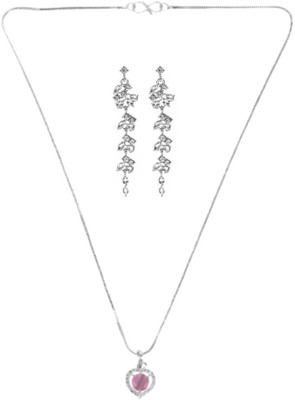 SRK Fashions Alloy Pink, Silver Jewellery Set(Pack of 1)