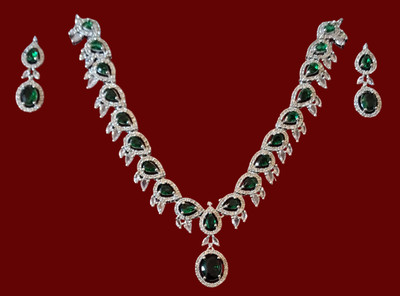 Krishna Creations JP Alloy Silver Green, Silver Jewellery Set(Pack of 3)