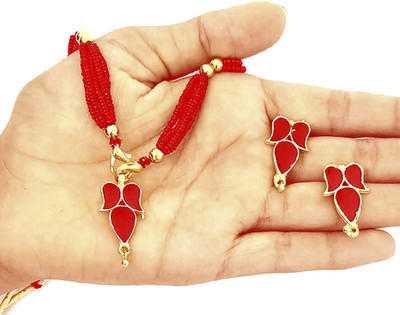 shree balaji gold Brass, Copper Red Jewellery Set(Pack of 1)