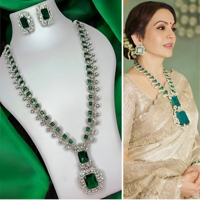 TWOLOVER Alloy Rhodium Green Jewellery Set(Pack of 1)