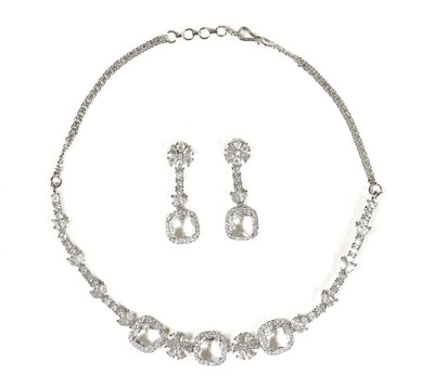 Moonron Brass Rhodium White Jewellery Set(Pack of 1)