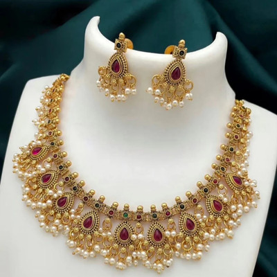 YIMBLI Brass Gold-plated Multicolor Jewellery Set(Pack of 1)