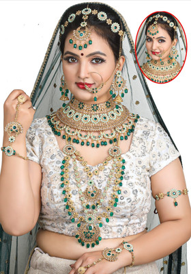 KKIMITATION Alloy Gold-plated Green Jewellery Set(Pack of 1)