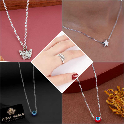 Jewel WORLD Metal, Silver Sterling Silver Silver, Multicolor Jewellery Set(Pack of 5)