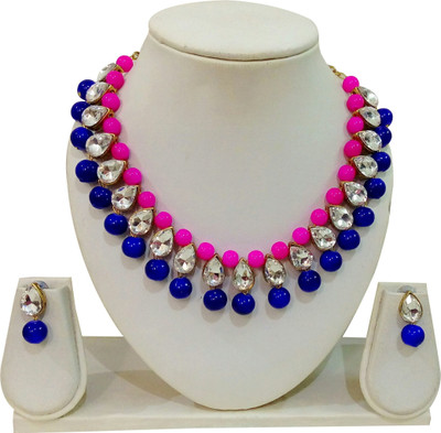 JN Handicraft Brass Pink, Blue Jewellery Set(Pack of 1)