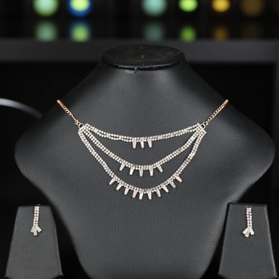 Shreeji Jewels Brass Rose Gold Jewellery Set(Pack of 2)