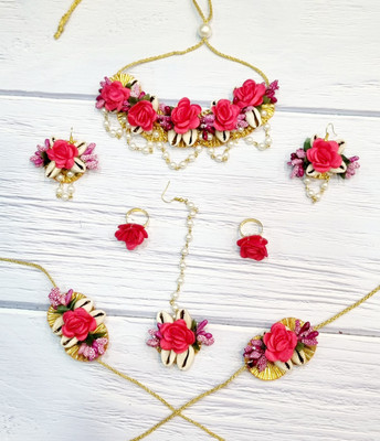 kalp creations Shell Pink Jewellery Set(Pack of 4)