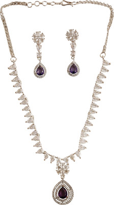 Tarak Traders Brass Rhodium Purple Jewellery Set(Pack of 1)