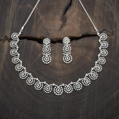 Kushal's Fashion Jewellery Copper Gold-plated White Jewellery Set(Pack of 3)