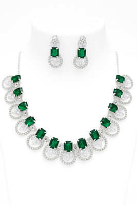Applix Style Alloy Silver Green Jewellery Set(Pack of 1)