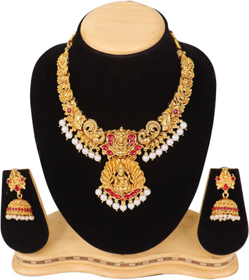 Swarajshop Alloy Gold-plated Pink Jewellery Set(Pack of 3)