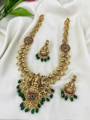 house of common Alloy Gold-plated Green Jewellery Set(Pack of 1)