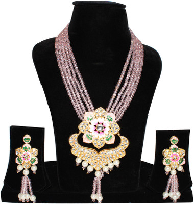 Nifty Crystal Gold-plated Pink Jewellery Set(Pack of 3)