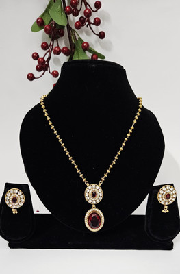 Azora Collections Alloy Gold-plated Red Jewellery Set(Pack of 1)