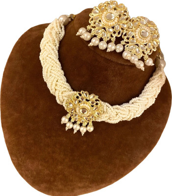 ZMS Alloy Gold-plated White Jewellery Set(Pack of 1)