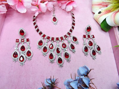 VATSALYA creation Alloy Gold-plated Maroon Jewellery Set(Pack of 1)