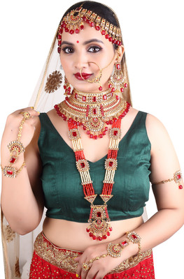 SS IMITATION JEWELLERY Alloy Gold-plated Red Jewellery Set(Pack of 1)