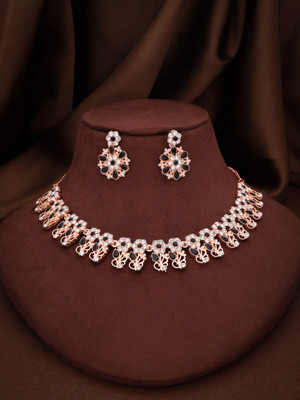 Vedda Brass Gold-plated Rose Gold, Black Jewellery Set(Pack of 1)