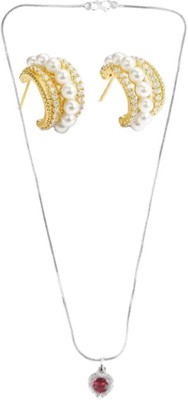 SRK Fashions Stone Red, Gold Jewellery Set(Pack of 1)